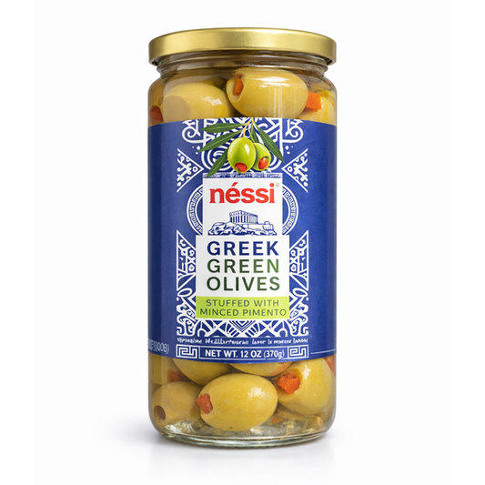 Néssi Greek Green Olives Stuffed with Pimento 12oz | B2B Wholesale
