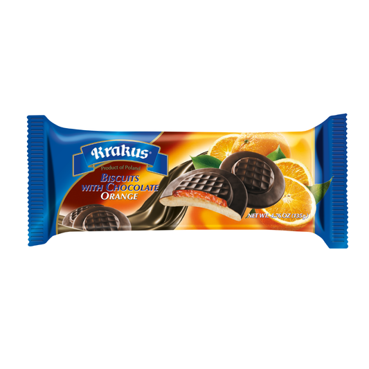 Krakus Orange Biscuits in Chocolate 21/4.76 oz