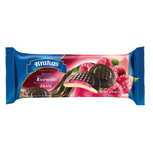 Krakus Raspberry Biscuits in Chocolate 21/4.76 oz