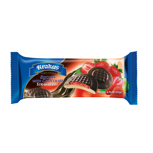Krakus Strawberry Biscuits in Chocolate 21/4.76 oz