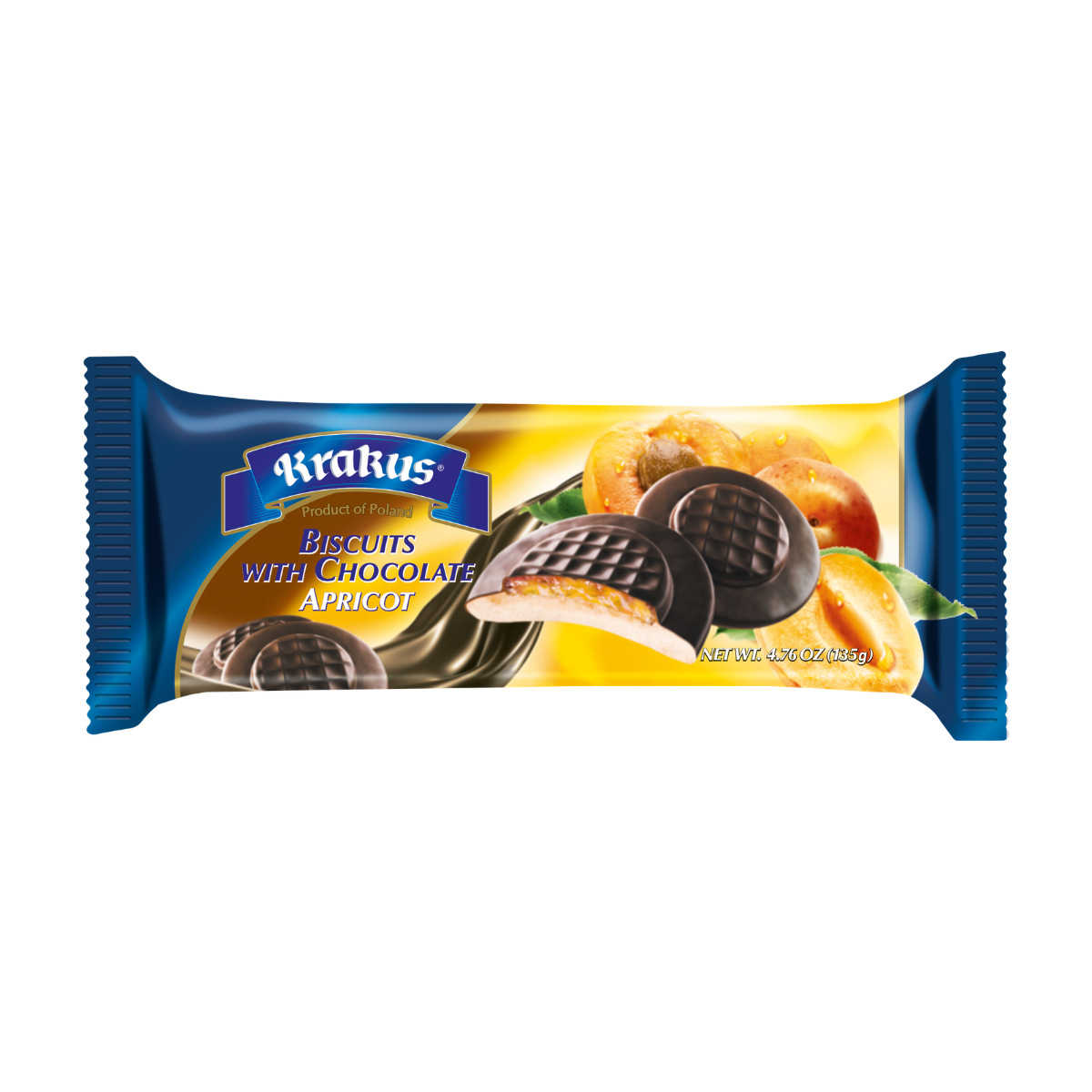 Krakus Apricot Biscuits in Chocolate 21/4.76 oz