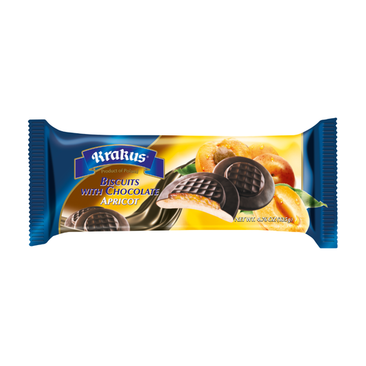 Krakus Apricot Biscuits in Chocolate 21/4.76 oz