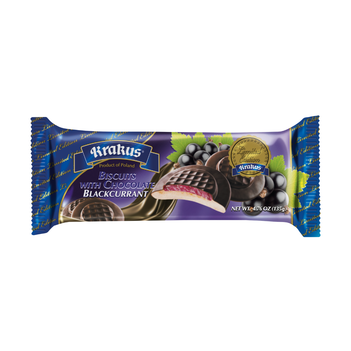 Krakus Blackcurrant Biscuits in Chocolate 21/4.76 oz